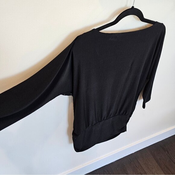 White House Black Market Silver Studded 3/4 Sleeve Dolman Sleeve Black Knit Top - Picture 8 of 11